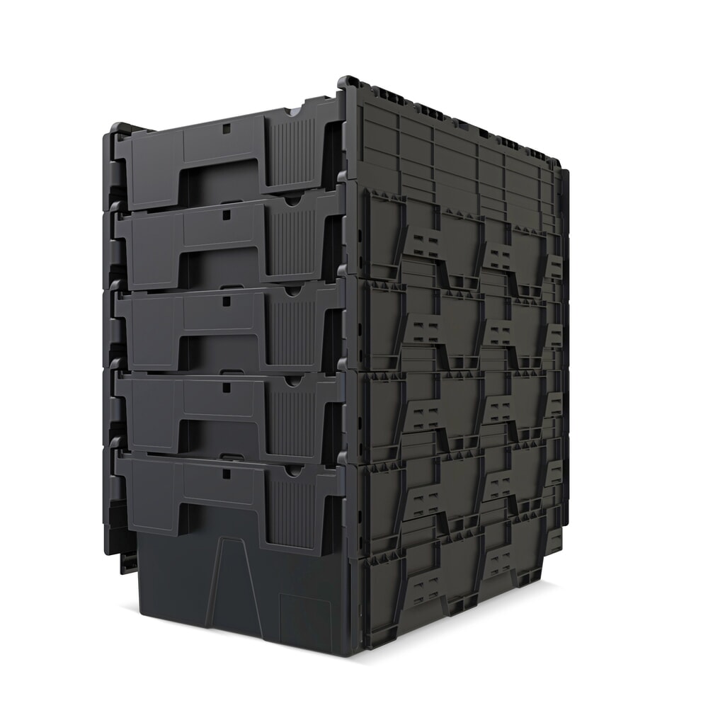 Zdjęcie produktu nr 8: Europojemnik Alpha wykonany z regranulatu PP z pokrywą, czarny, 40 l, wys. x szer. x gł. 250 x 600 x 400 mm