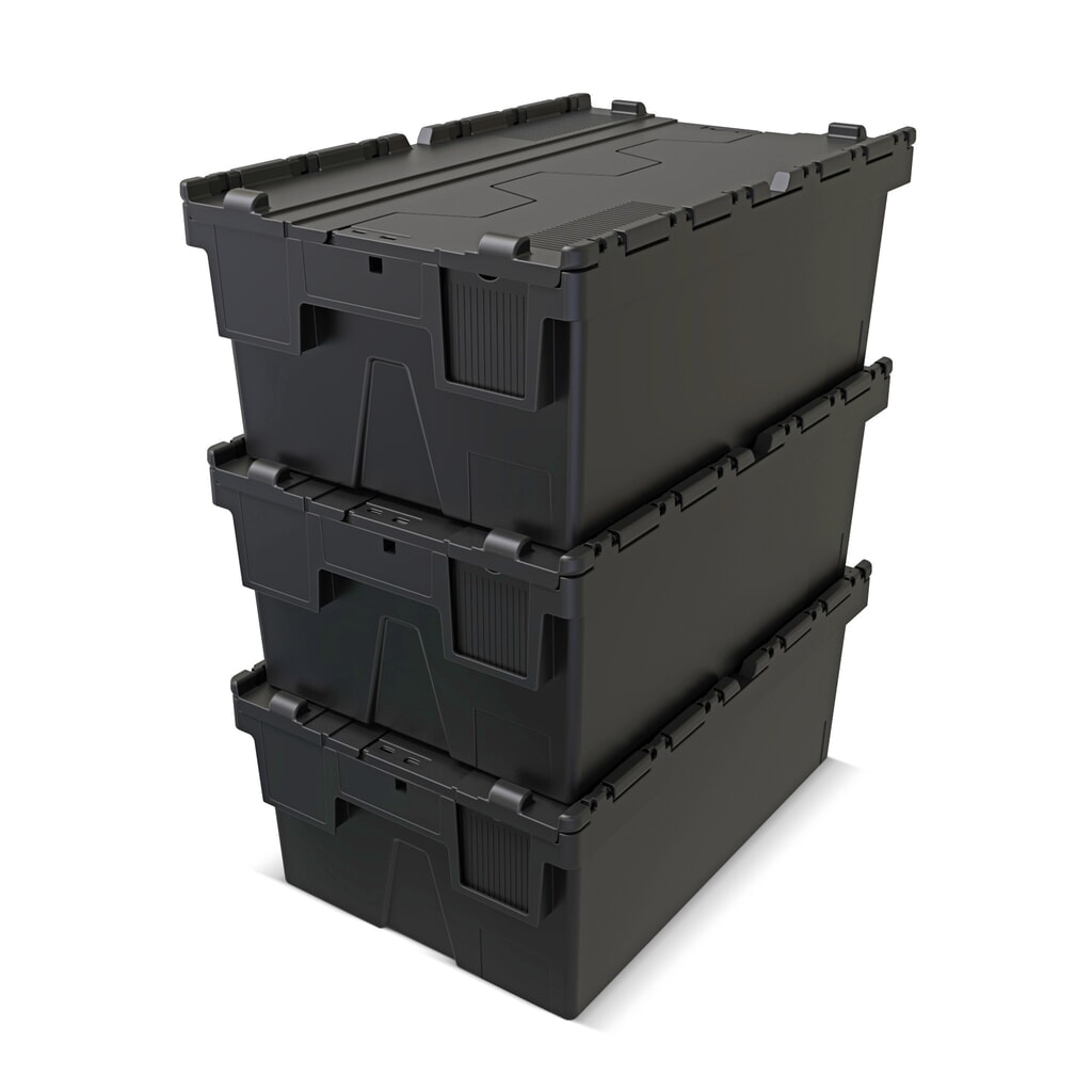 Europojemnik Alpha wykonany z regranulatu PP z pokrywą, czarny, 40 l, wys. x szer. x gł. 250 x 600 x 400 mm Zdjęcie produktu nr 9: Europojemnik Alpha wykonany z regranulatu PP z pokrywą, czarny, 40 l, wys. x szer. x gł. 250 x 600 x 400 mm