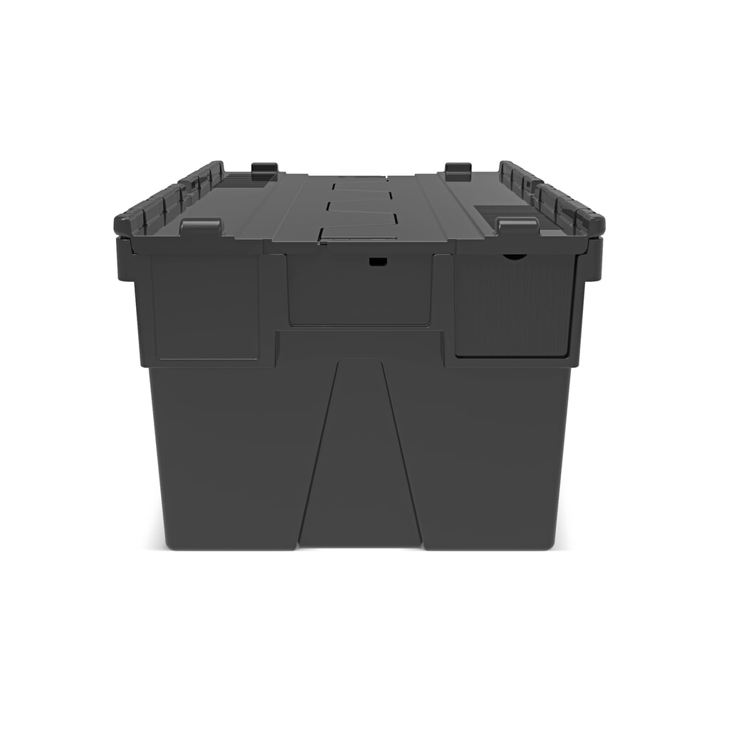 Europojemnik Alpha wykonany z regranulatu PP z pokrywą, czarny, 56 l, wys. x szer. x gł. 310 x 600 x 400 mm Zdjęcie produktu nr 5: Europojemnik Alpha wykonany z regranulatu PP z pokrywą, czarny, 56 l, wys. x szer. x gł. 310 x 600 x 400 mm