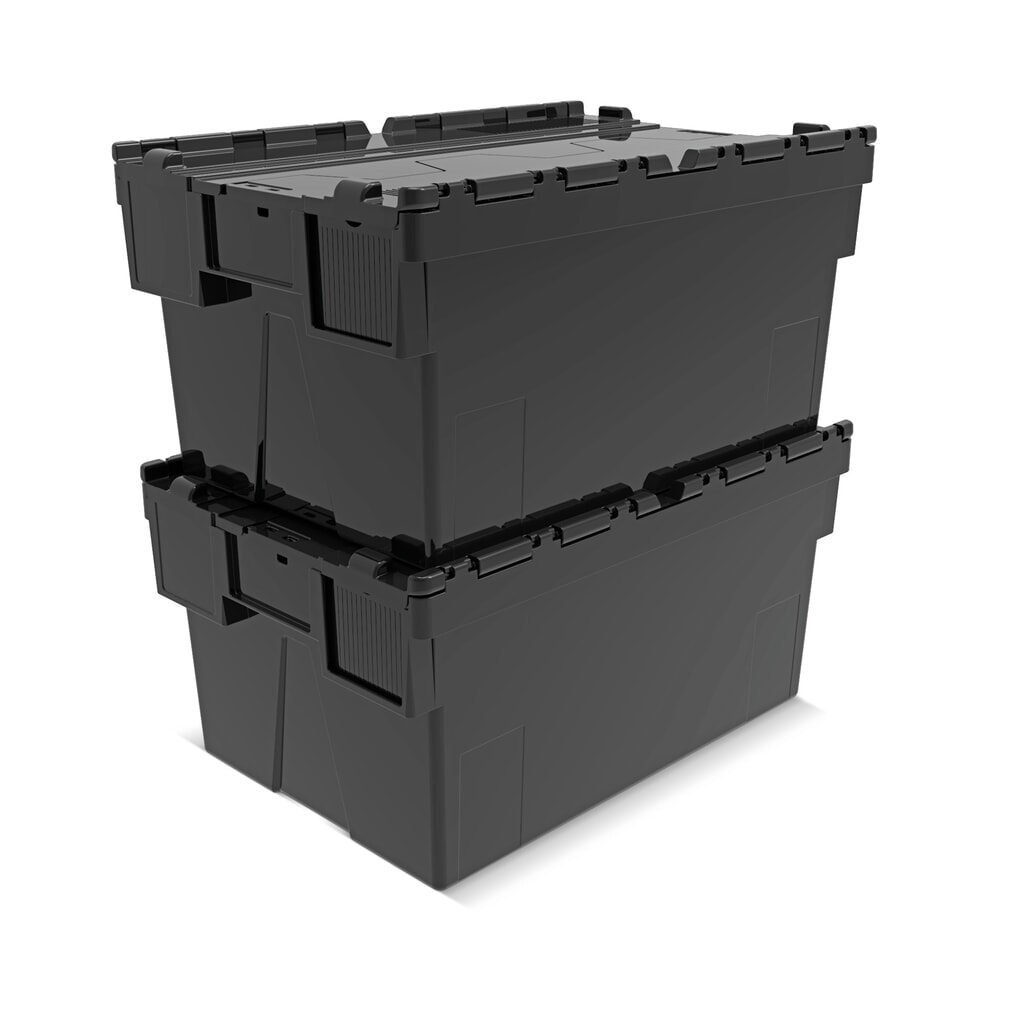 Europojemnik Alpha wykonany z regranulatu PP z pokrywą, czarny, 56 l, wys. x szer. x gł. 310 x 600 x 400 mm Zdjęcie produktu nr 7: Europojemnik Alpha wykonany z regranulatu PP z pokrywą, czarny, 56 l, wys. x szer. x gł. 310 x 600 x 400 mm