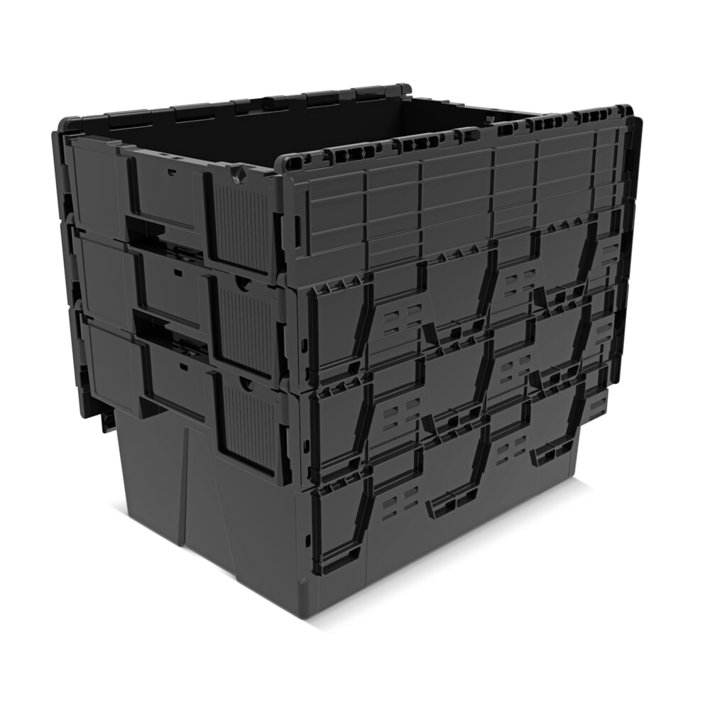 Zdjęcie produktu nr 8: Europojemnik Alpha wykonany z regranulatu PP z pokrywą, czarny, 56 l, wys. x szer. x gł. 310 x 600 x 400 mm