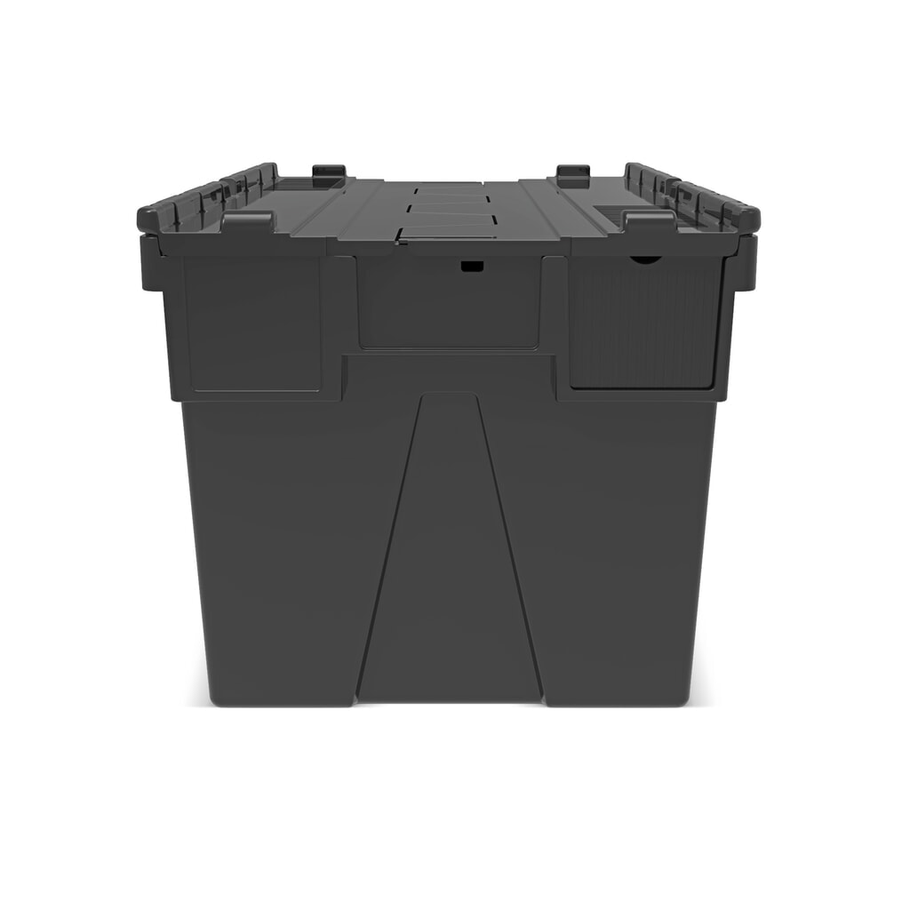 Zdjęcie produktu nr 5: Europojemnik Alpha wykonany z regranulatu PP z pokrywą, czarny, 65 l, wys. x szer. x gł. 365 x 600 x 400 mm