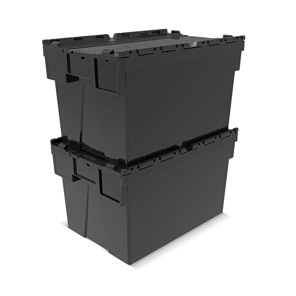 Zdjęcie produktu nr 7: Europojemnik Alpha wykonany z regranulatu PP z pokrywą, czarny, 65 l, wys. x szer. x gł. 365 x 600 x 400 mm