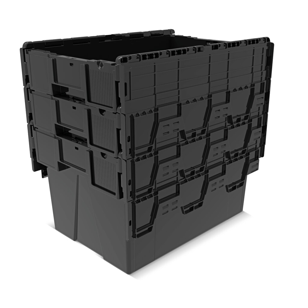 Zdjęcie produktu nr 8: Europojemnik Alpha wykonany z regranulatu PP z pokrywą, czarny, 65 l, wys. x szer. x gł. 365 x 600 x 400 mm