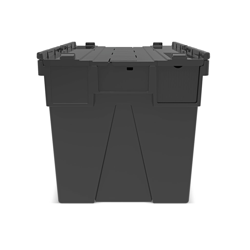 Zdjęcie produktu nr 5: Europojemnik Alpha wykonany z regranulatu PP z pokrywą, czarny, 77 l, wys. x szer. x gł. 400 x 600 x 400 mm