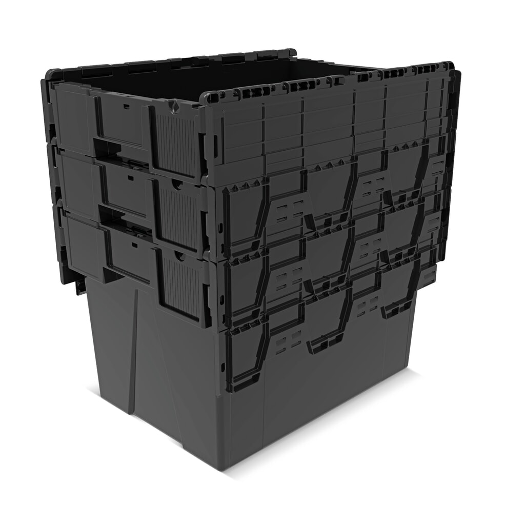 Europojemnik Alpha wykonany z regranulatu PP z pokrywą, czarny, 77 l, wys. x szer. x gł. 400 x 600 x 400 mm Zdjęcie produktu nr 8: Europojemnik Alpha wykonany z regranulatu PP z pokrywą, czarny, 77 l, wys. x szer. x gł. 400 x 600 x 400 mm