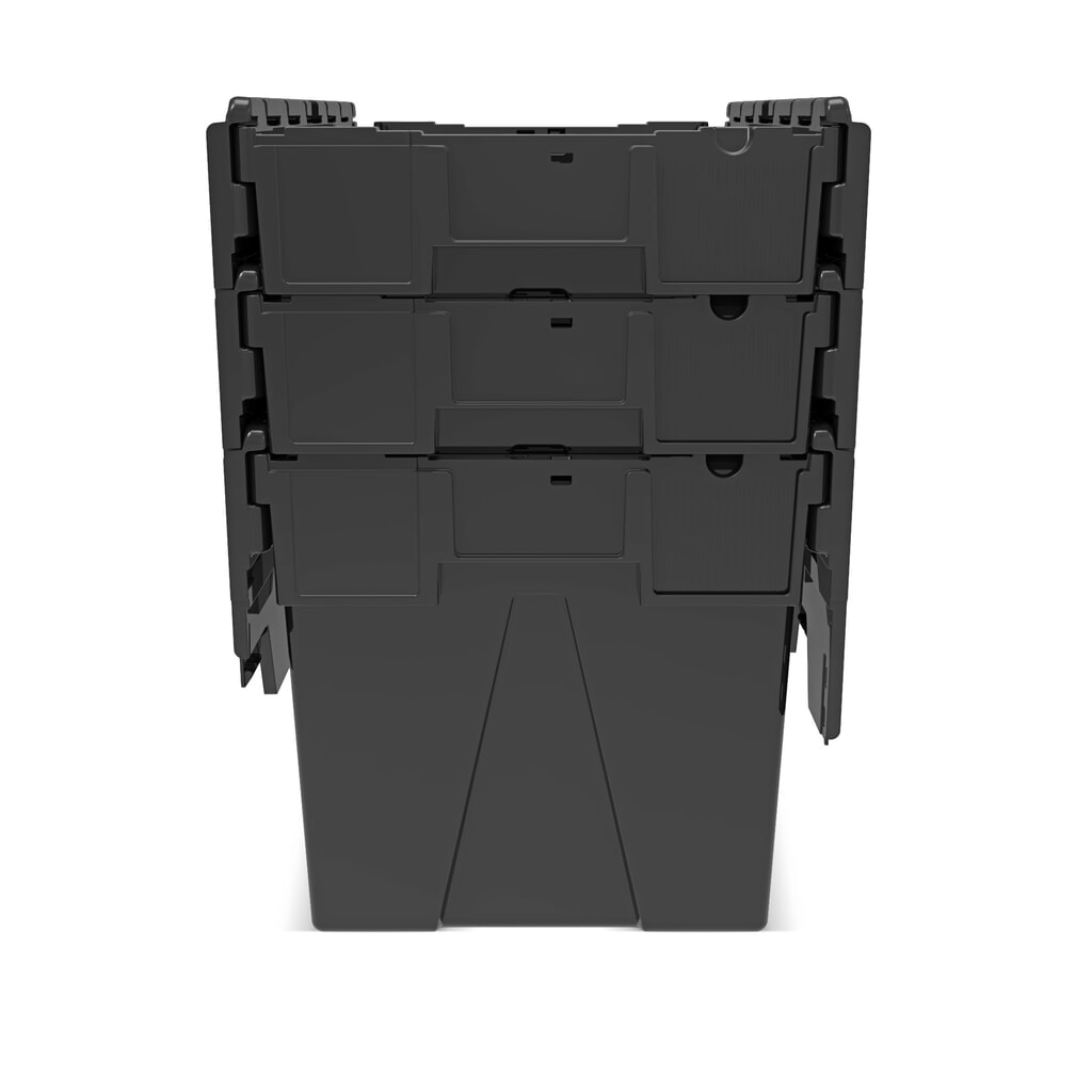 Europojemnik Alpha wykonany z regranulatu PP z pokrywą, czarny, 77 l, wys. x szer. x gł. 400 x 600 x 400 mm Zdjęcie produktu nr 9: Europojemnik Alpha wykonany z regranulatu PP z pokrywą, czarny, 77 l, wys. x szer. x gł. 400 x 600 x 400 mm
