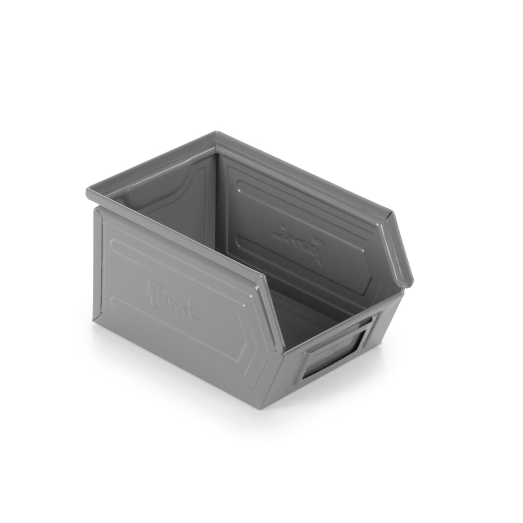 Pojemnik z otwartym frontem Fami, wys. x szer. x gł. 130 x 140 x 230 mm, blacha stalowa, kolor wiewiórczy szary, 20 op. Zdjęcie produktu nr 1: Pojemnik z otwartym frontem Fami, wys. x szer. x gł. 130 x 140 x 230 mm, blacha stalowa, kolor wiewiórczy szary, 20 op.