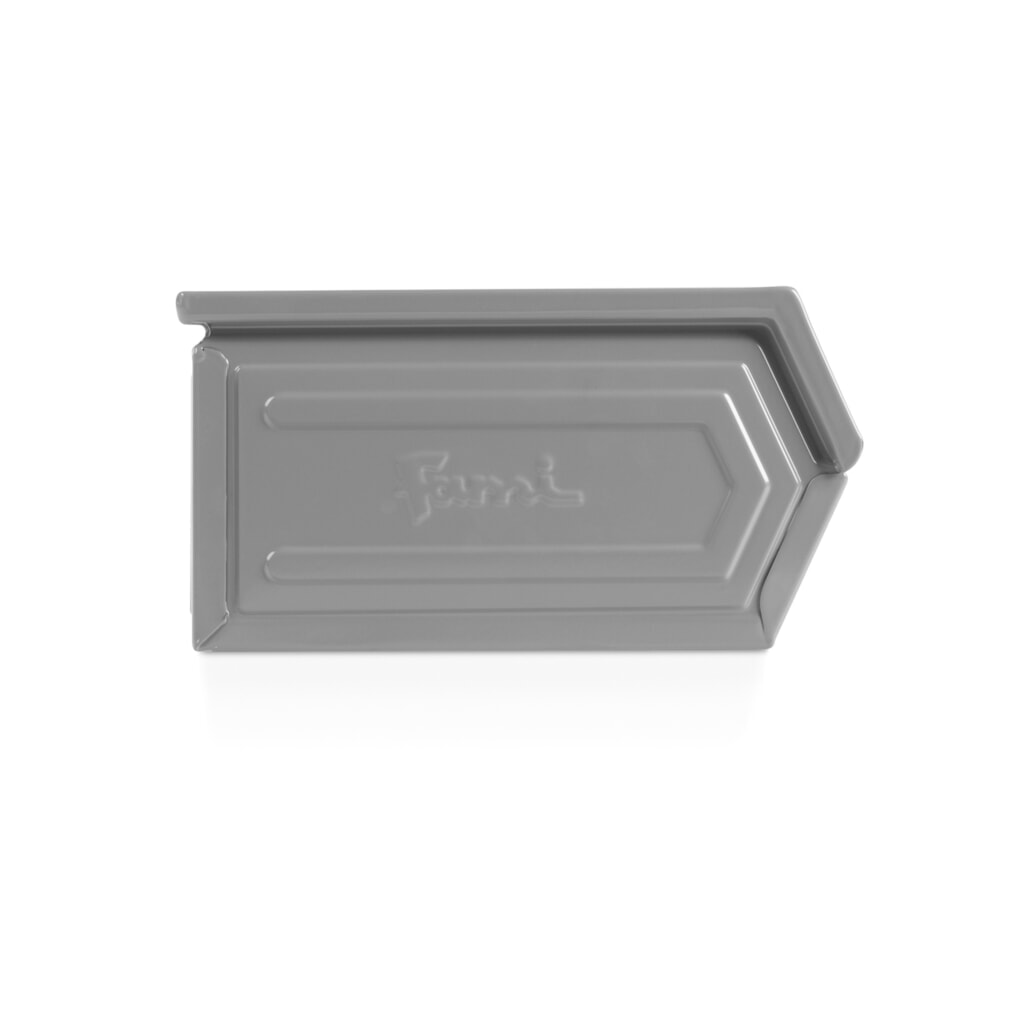 Zdjęcie produktu nr 2: Pojemnik z otwartym frontem Fami, wys. x szer. x gł. 130 x 140 x 230 mm, blacha stalowa, kolor wiewiórczy szary, 20 op.