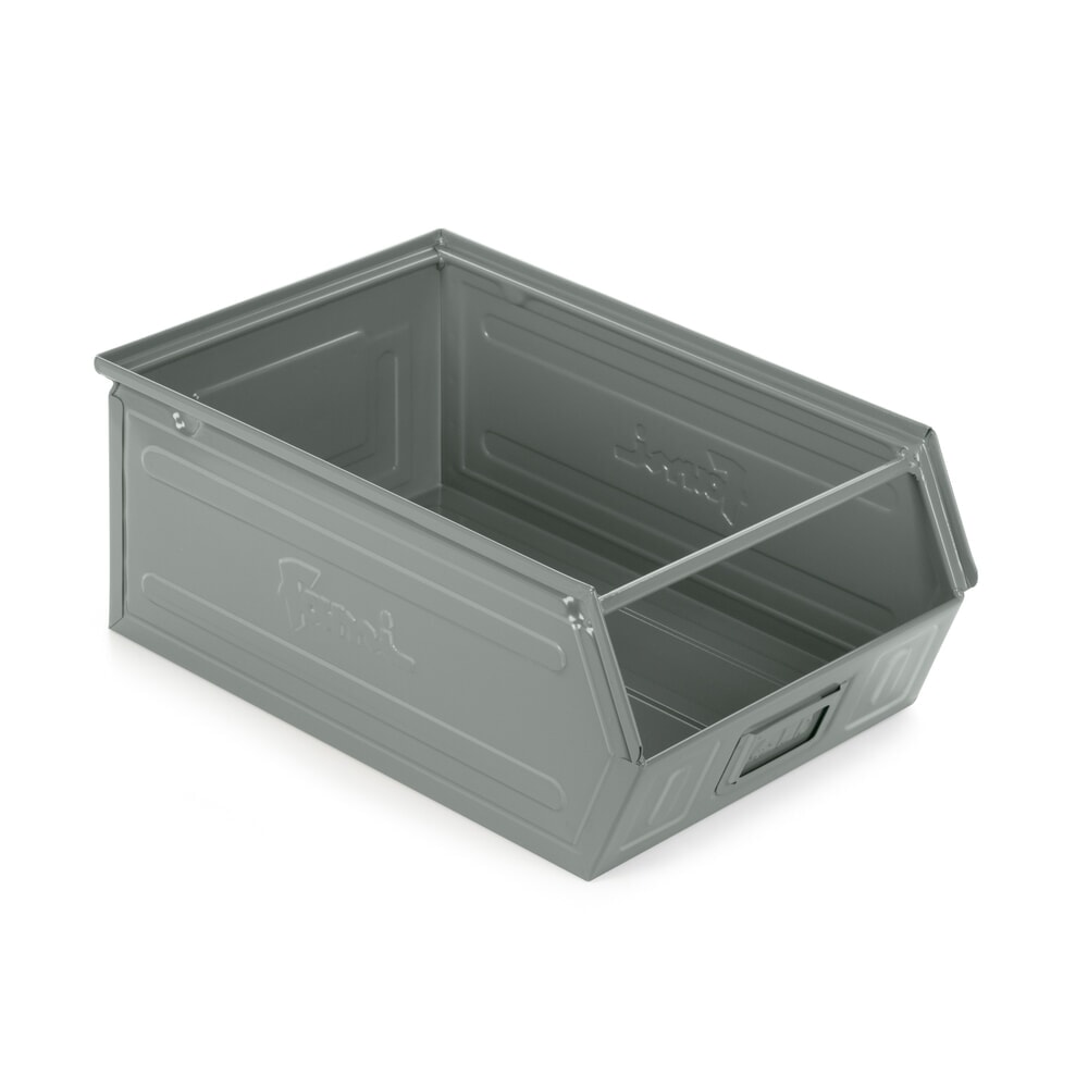 Zdjęcie produktu nr 1: Pojemnik z otwartym frontem Fami, wys. x szer. x gł. 200 x 300 x 500 mm, blacha stalowa, kolor wiewiórczy szary, 6 op.