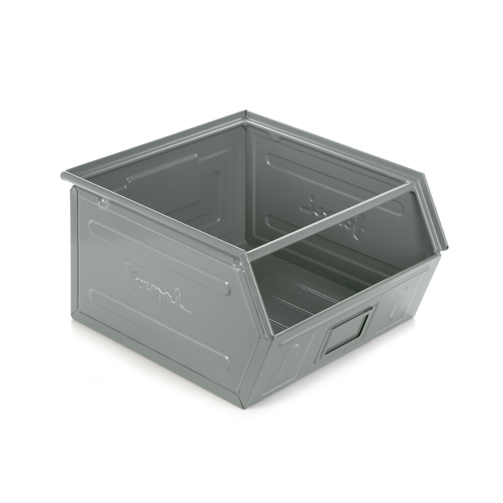 Zdjęcie produktu nr 1: Pojemnik z otwartym frontem Fami, wys. x szer. x gł. 300 x 450 x 520 mm, blacha stalowa, kolor wiewiórczy szary, 6 op.
