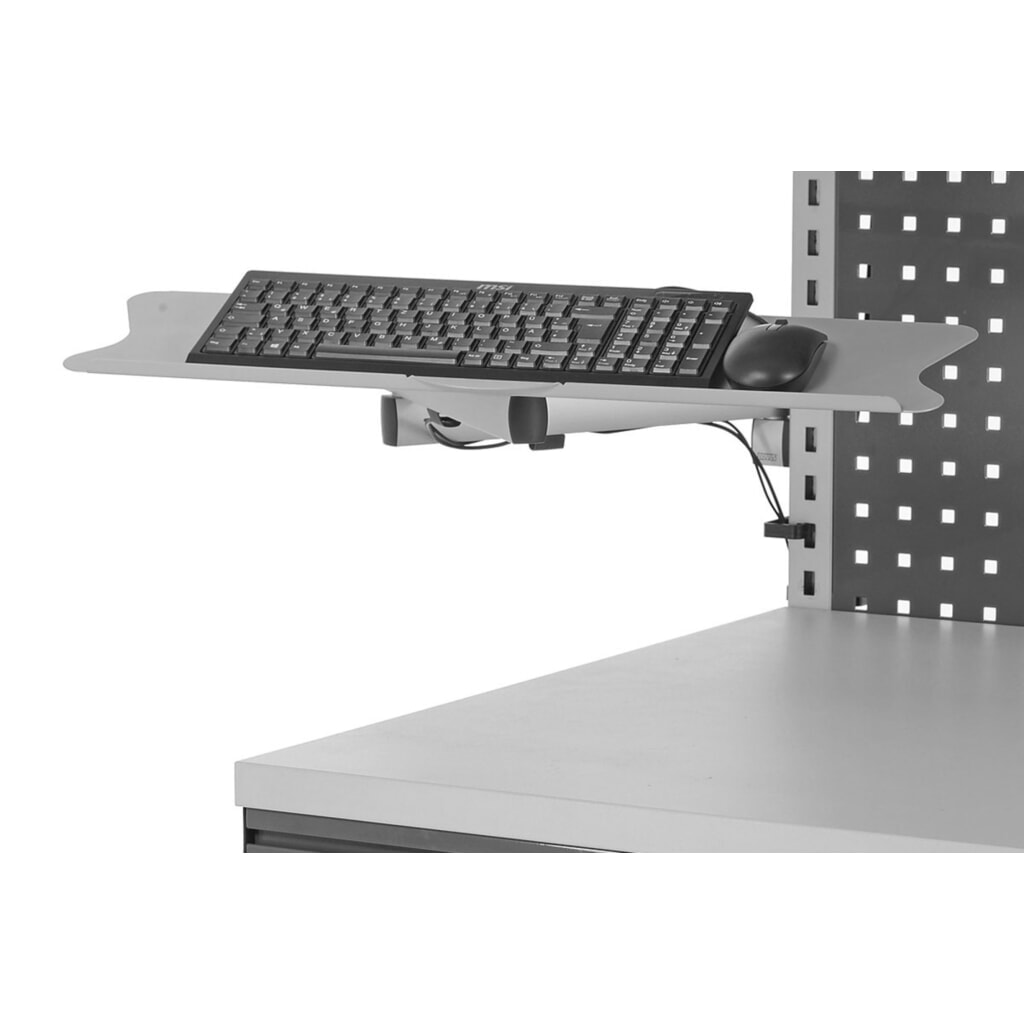 Rocholz półka na klawiaturę i mysz z ramieniem przegubowym do systemu stołu do pakowania, wys. x szer. x gł. 200 x 100 x 455 mm Zdjęcie produktu nr 2: Rocholz półka na klawiaturę i mysz z ramieniem przegubowym do systemu stołu do pakowania, wys. x szer. x gł. 200 x 100 x 455 mm