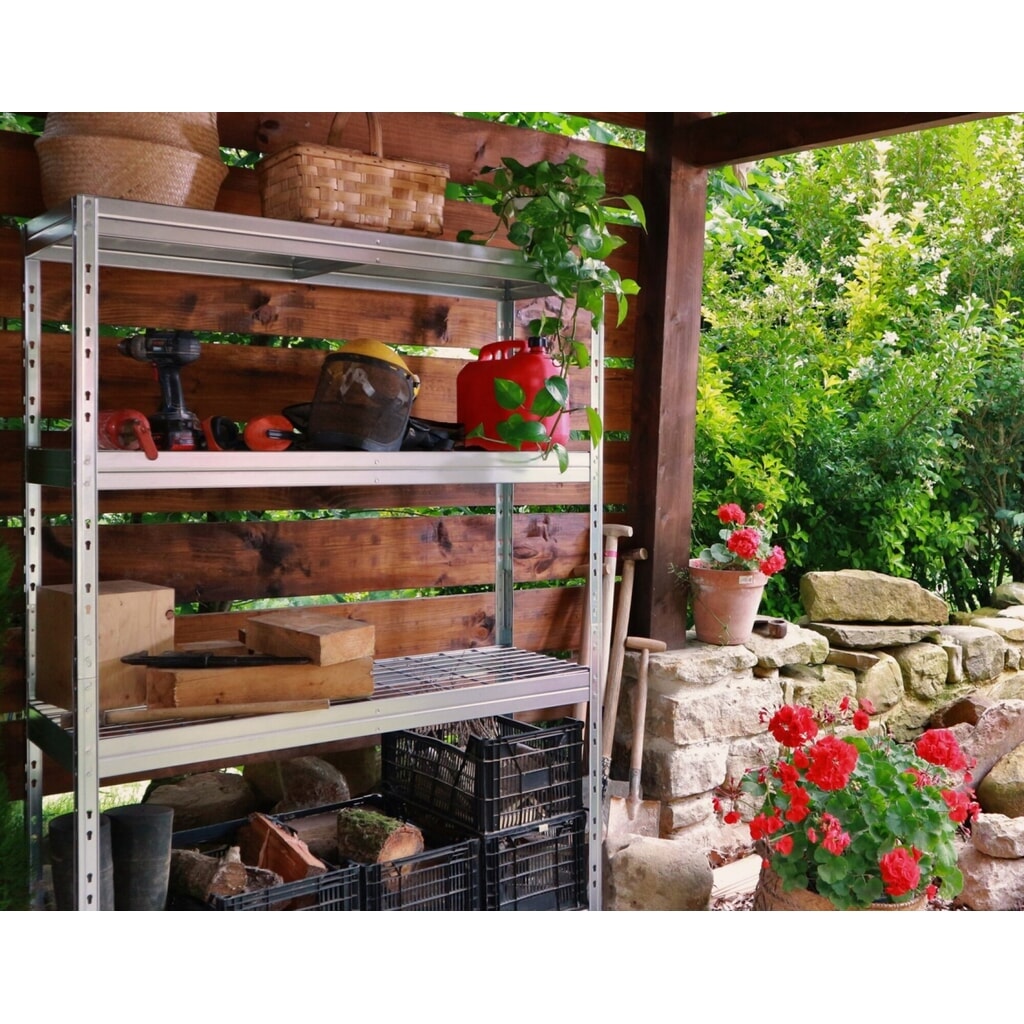 Zewnętrzny regał szerokokątny z półkami siatkowymi, wys. x szer. 1800 x 1200 x 450 mm Zdjęcie produktu nr 6: Zewnętrzny regał szerokokątny z półkami siatkowymi, wys. x szer. 1800 x 1200 x 450 mm