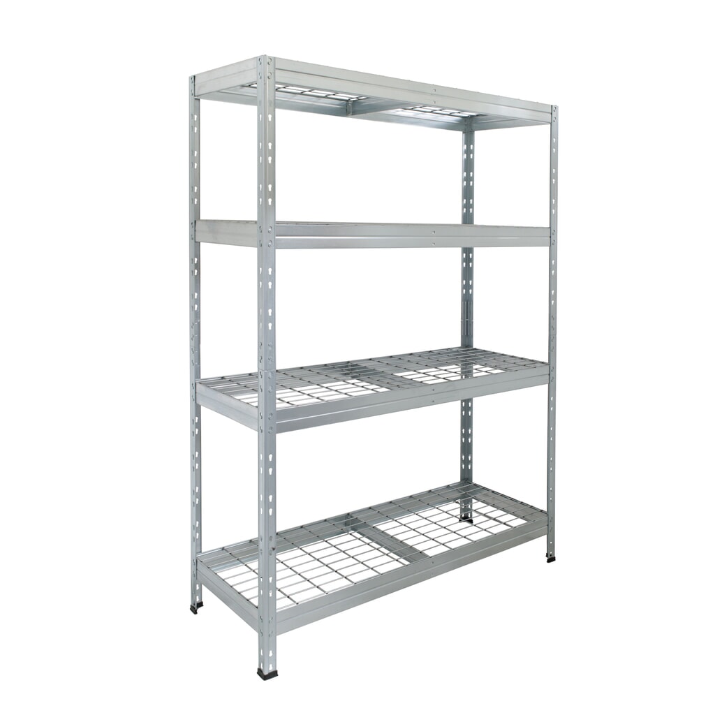 Zewnętrzny regał szerokokątny z półkami siatkowymi, wys. x szer. 1800 x 1200 x 450 mm Zdjęcie produktu: Zewnętrzny regał szerokokątny z półkami siatkowymi, wys. x szer. 1800 x 1200 x 450 mm