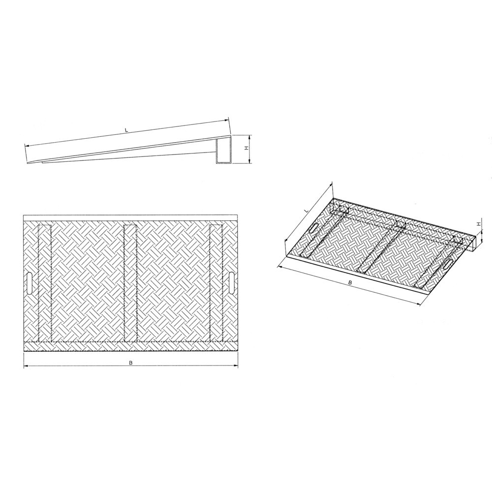 Zdjęcie produktu nr 2: Pomost klinowy z aluminium, nośność 3 000 kg, możliwa różnica wysokości 30-70 mm