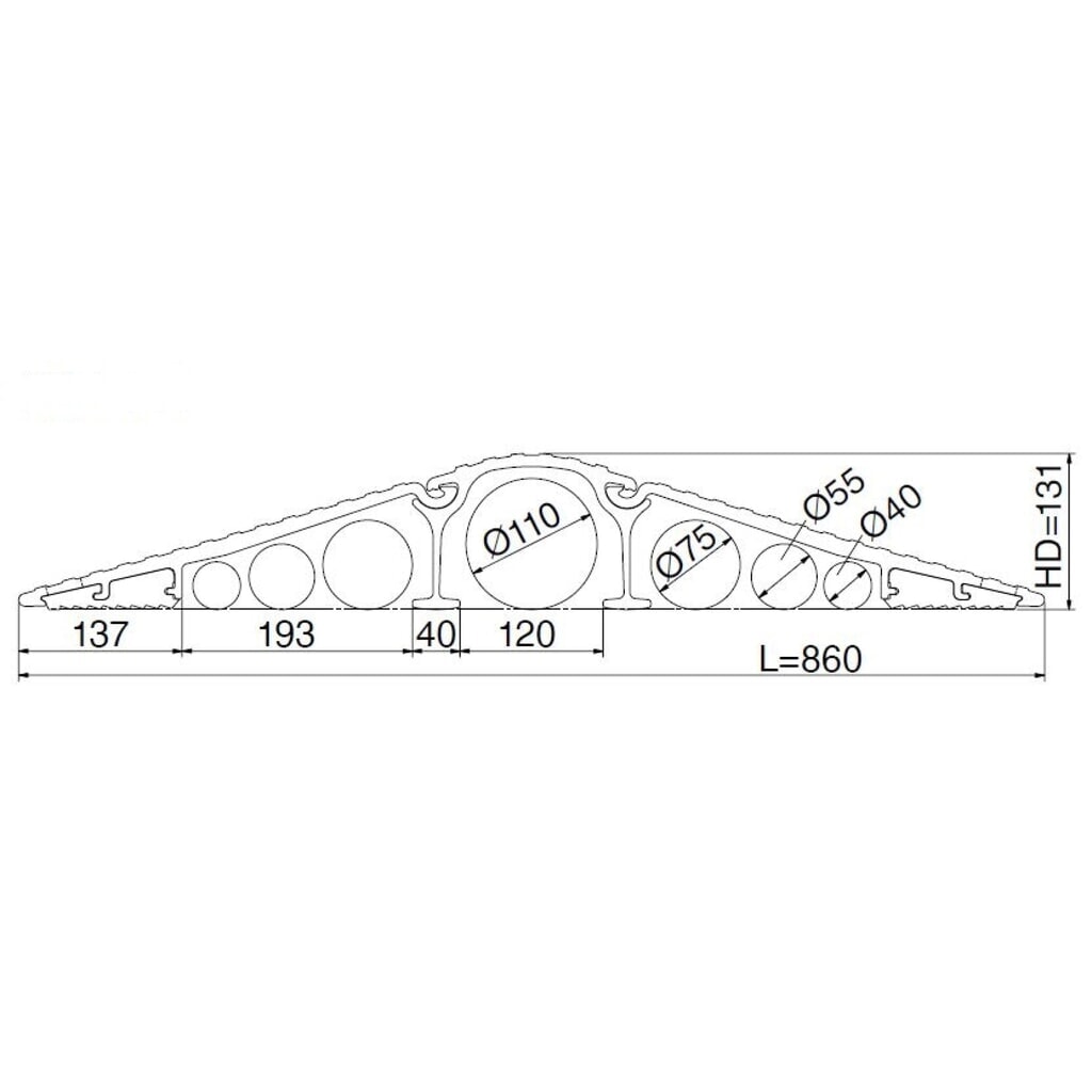 Pomost przejezdny do kabli, nośność 7 000 kg, długość 860 mm Zdjęcie produktu nr 2: Pomost przejezdny do kabli, nośność 7 000 kg, długość 860 mm