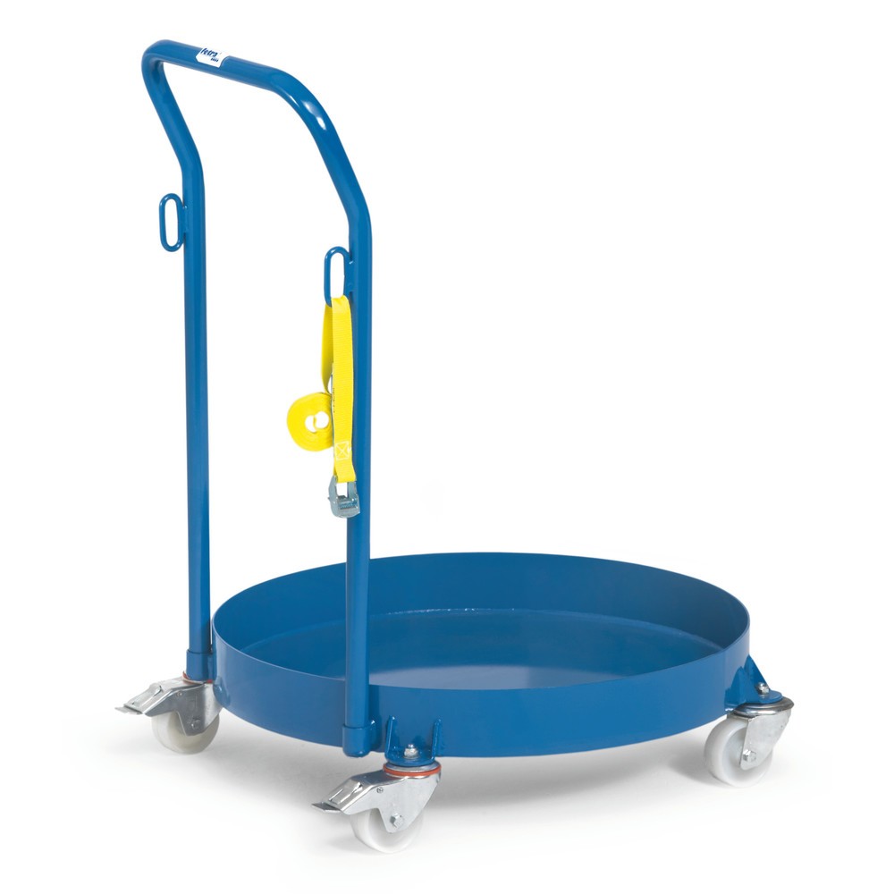 Zdjęcie produktu nr 1: Przenośnik na kółkach do beczek fetra®, udźwig 250 kg, zamknięty, z pałąkiem do pchania