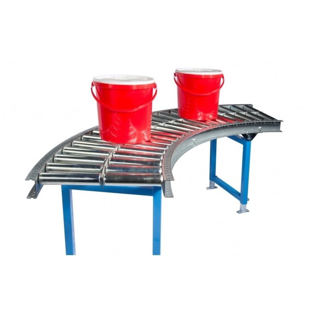 Zdjęcie produktu nr 2: Przenośnik rolkowy do dużych obciążeń, rolki z rurki stalowej, krzywka 45°, szerokość przenośnika 1000 mm, rozstaw osi 125 mm