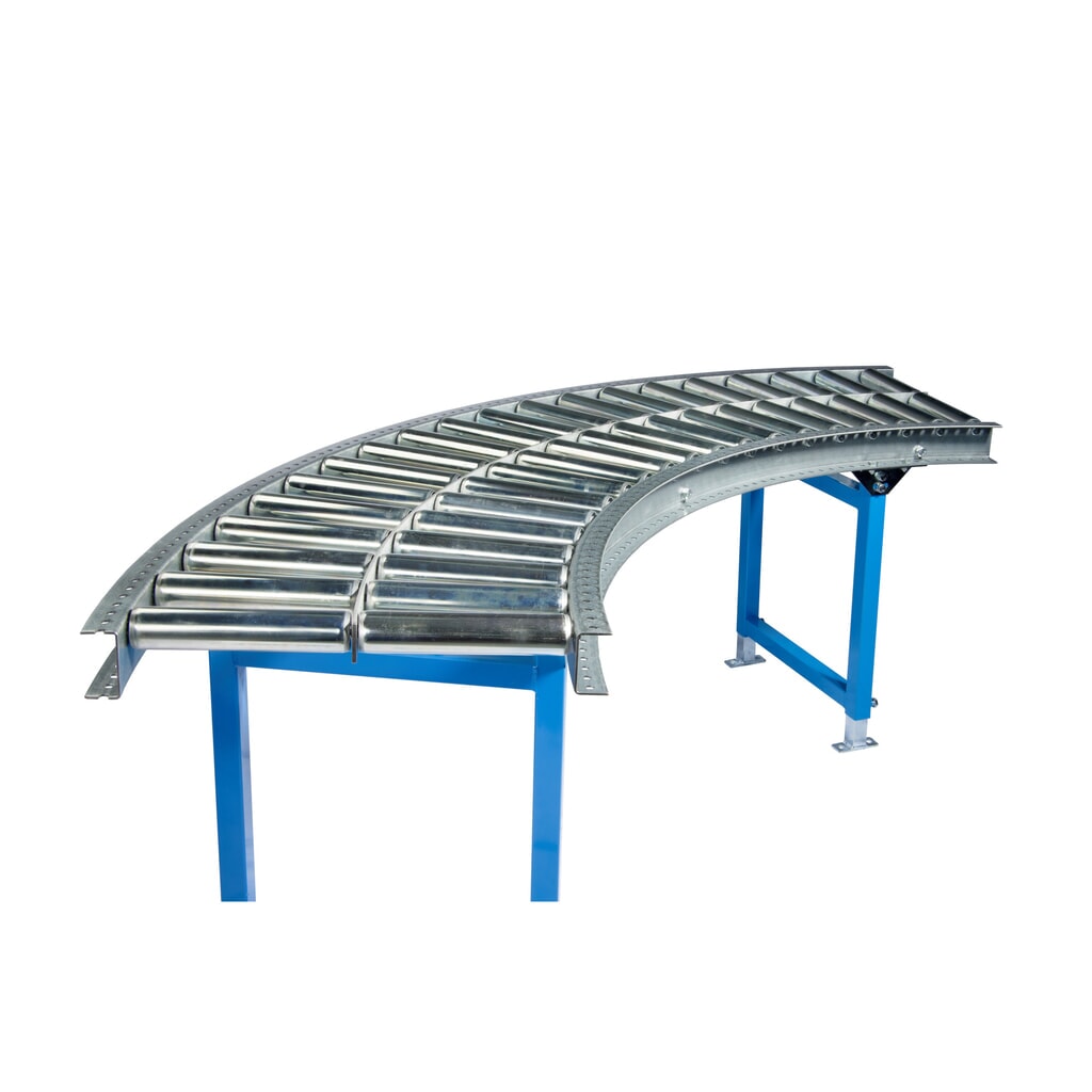 Zdjęcie produktu nr 1: BLUME przenośniki rolkowe do ciężkich ładunków, kółka z rurek stalowych, łuk 45°, szerokość toru 1000 mm, rozstaw osi 125 mm