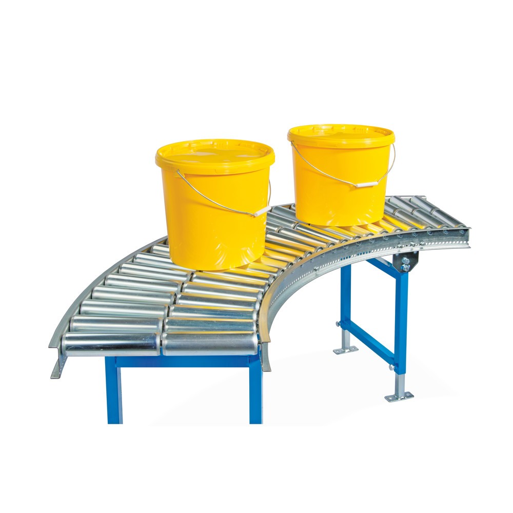 Zdjęcie produktu nr 2: Przenośnik rolkowy do lekkich ładunków, rolki z rurki stalowej, krzywka 90°, szerokość przenośnika 300 mm, rozstaw osi 100 mm