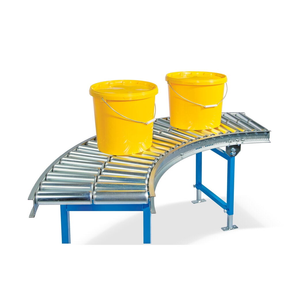 Zdjęcie produktu nr 2: BLUME przenośnik rolkowy do lekkich ładunków, łuk 45˚, stalowe kółka, Ø 50 mm, szerokość toru 600 mm, rozstaw osi 75 mm