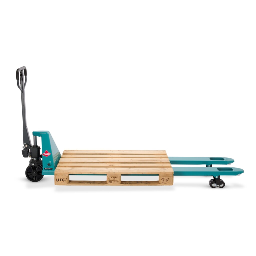 Zdjęcie produktu nr 10: Ręczny wózek paletowy Ameise® PTM 2.0, udźwig 2000 kg, długość wideł 2000 mm, poliuretan, podwójne rolki