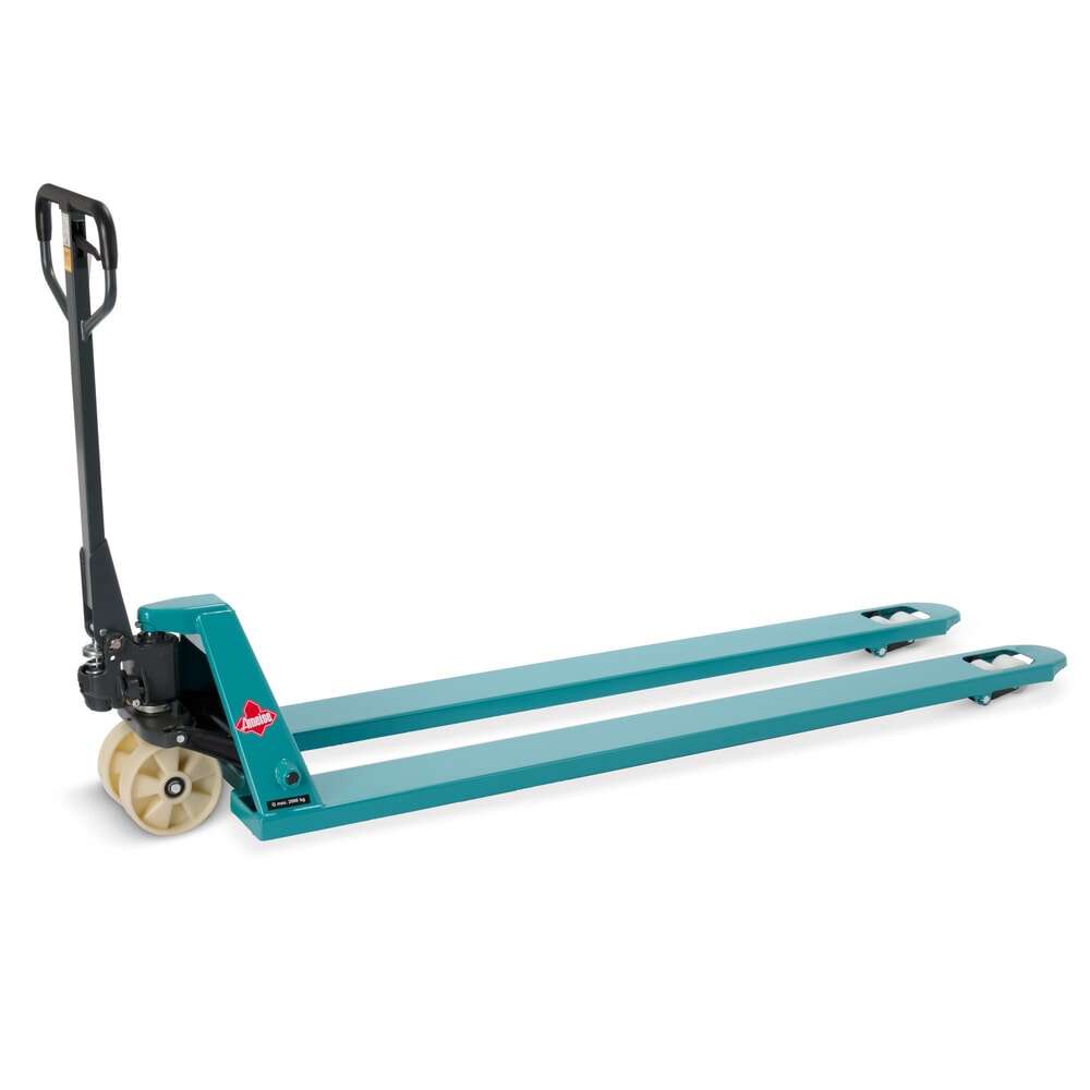 Zdjęcie produktu nr 1: Ręczny wózek paletowy Ameise® PTM 2.0, udźwig 2000 kg, długość wideł 2000 mm, nylon, podwójne rolki