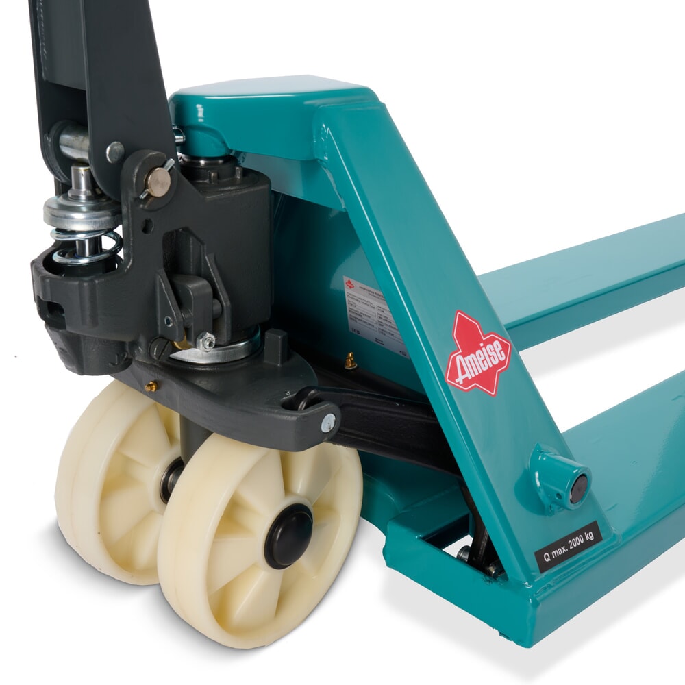 Zdjęcie produktu nr 4: Ręczny wózek paletowy Ameise® PTM 2.0, udźwig 2000 kg, długość wideł 1800 mm, nylon, podwójne rolki