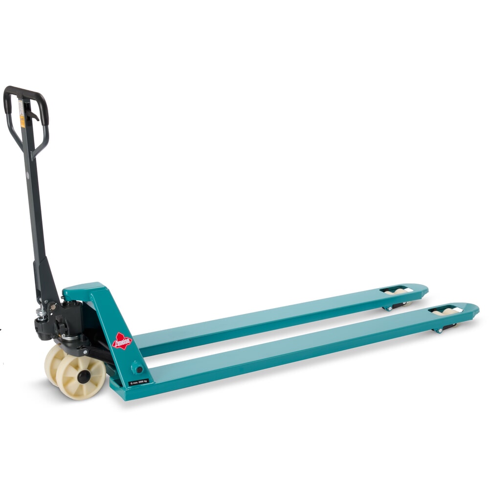 Zdjęcie produktu nr 1: Ręczny wózek paletowy Ameise® PTM 2.0, udźwig 2000 kg, długość wideł 1800 mm, nylon, podwójne rolki