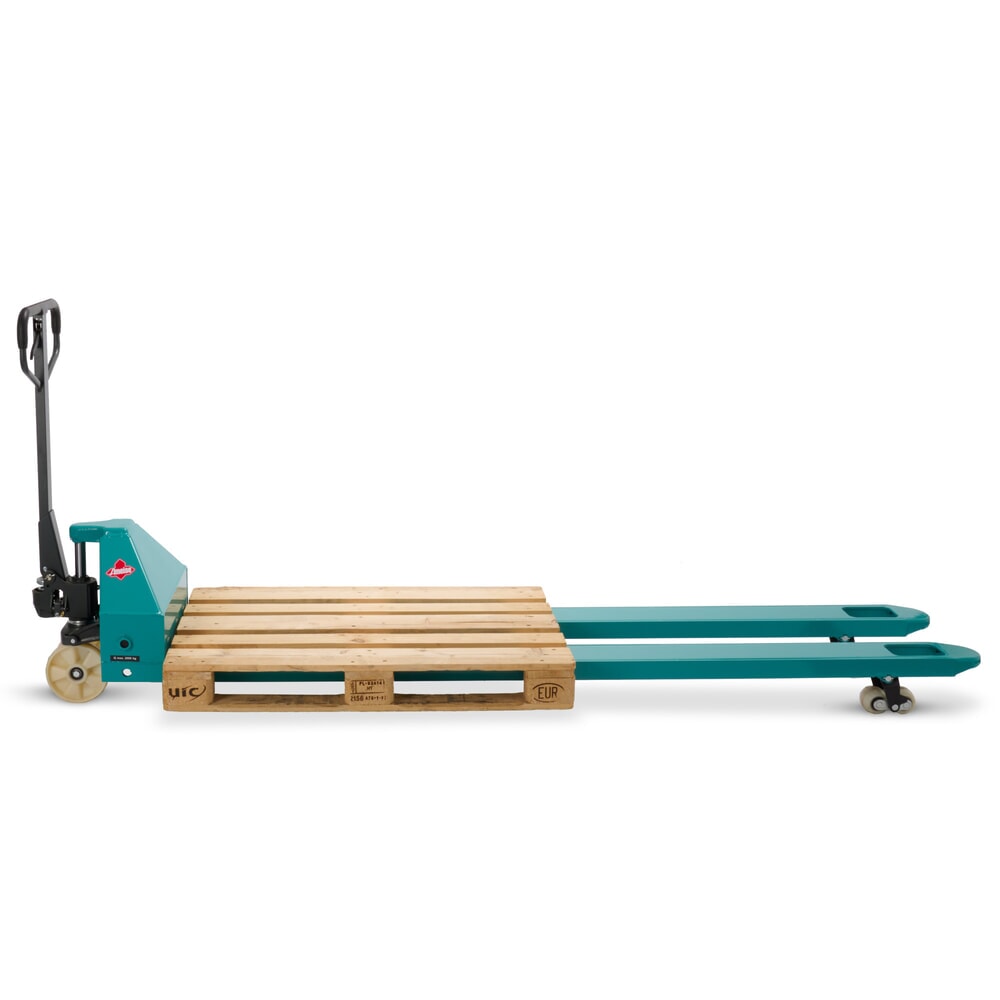 Zdjęcie produktu nr 5: Ręczny wózek paletowy Ameise® PTM 2.0, udźwig 2000 kg, długość wideł 2500 mm, nylon, podwójne rolki