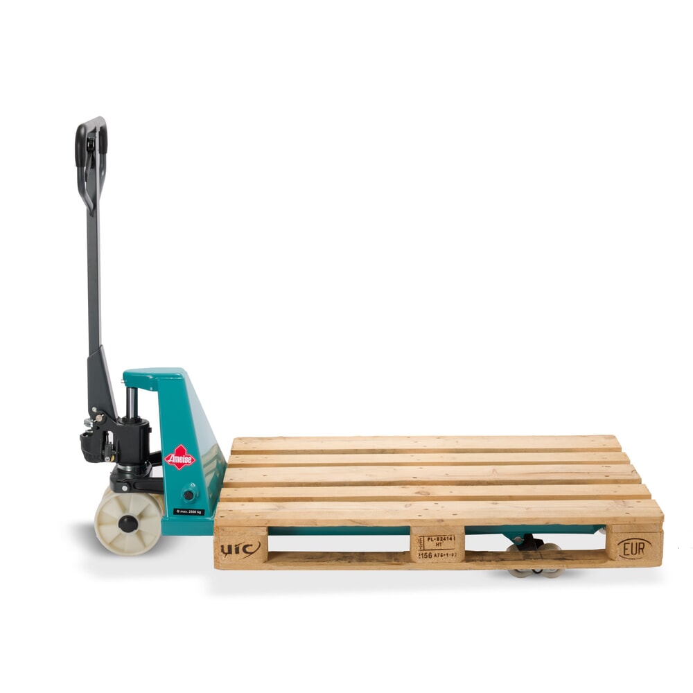 Zdjęcie produktu nr 9: Ręczny wózek paletowy Ameise® PTM 2.5, udźwig 2500 kg, długość wideł 1150 mm, nylon, podwójne rolki