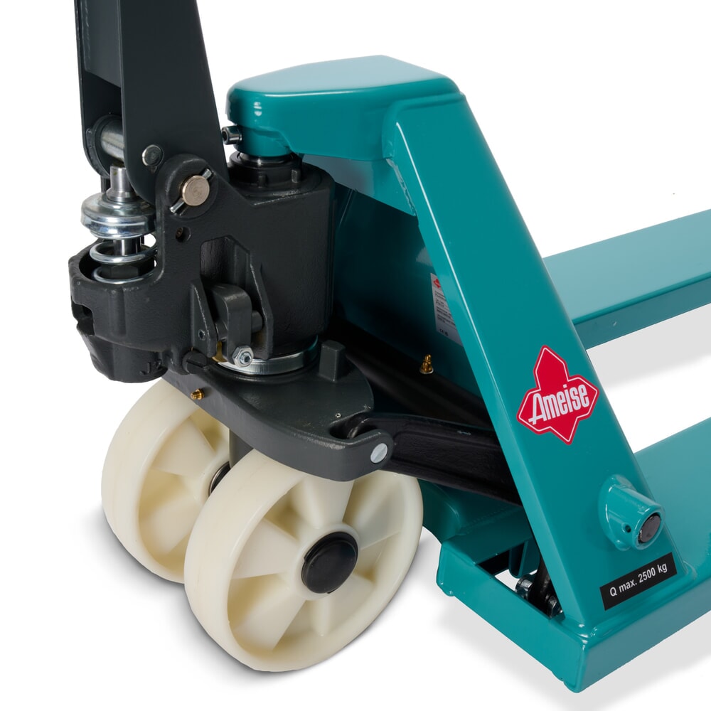 Zdjęcie produktu nr 13: Ręczny wózek paletowy Ameise® PTM 2.5, udźwig 2500 kg, długość wideł 1150 mm, nylon, podwójne rolki