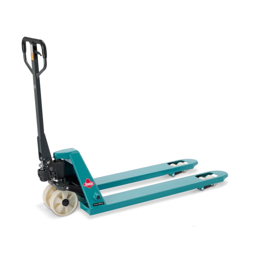 Zdjęcie produktu nr 1: Ręczny wózek paletowy Ameise® PTM 2.5, udźwig 2500 kg, długość wideł 1150 mm, nylon, podwójne rolki