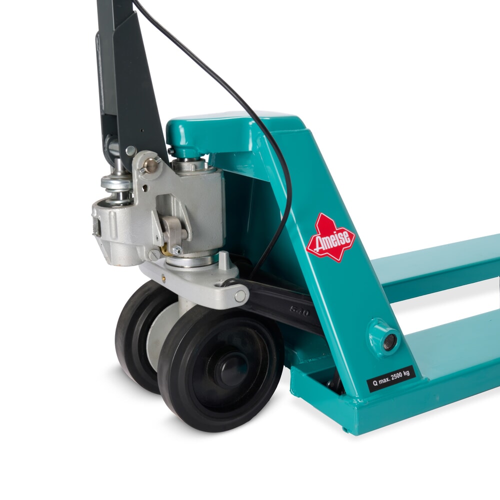 Zdjęcie produktu nr 12: Ręczny wózek paletowy Ameise® PTM 2.5 z hamulcem ręcznym, udźwig 2500 kg, długość wideł 1150 mm, guma/poliuretan