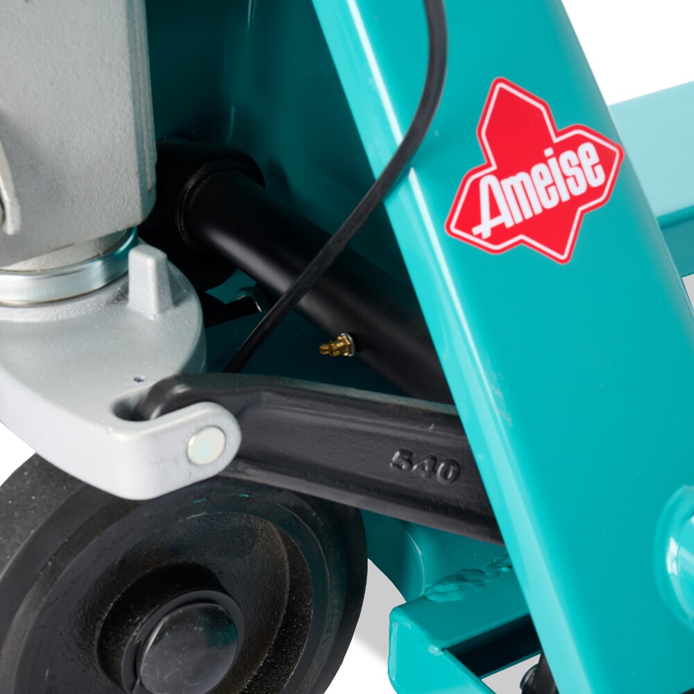 Zdjęcie produktu nr 7: Ręczny wózek paletowy Ameise® PTM 2.5 z hamulcem ręcznym, udźwig 2500 kg, długość wideł 1150 mm, guma/poliuretan, podwójne rolki