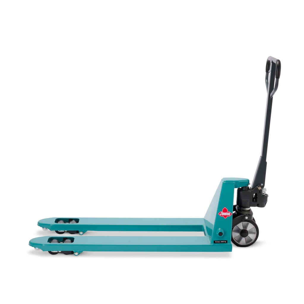 Zdjęcie produktu nr 8: Ręczny wózek paletowy Ameise® PTM 2.5 z funkcją szybkiego unoszenia, udźwig 2500 kg, długość wideł 1150 mm, pełna guma/poliuretan, podwójne rolki