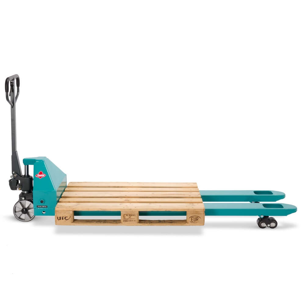 Zdjęcie produktu nr 10: Ręczny wózek paletowy Ameise® PTM 3.5, udźwig 3500 kg, długość wideł 2000 mm, poliuretan, podwójne rolki