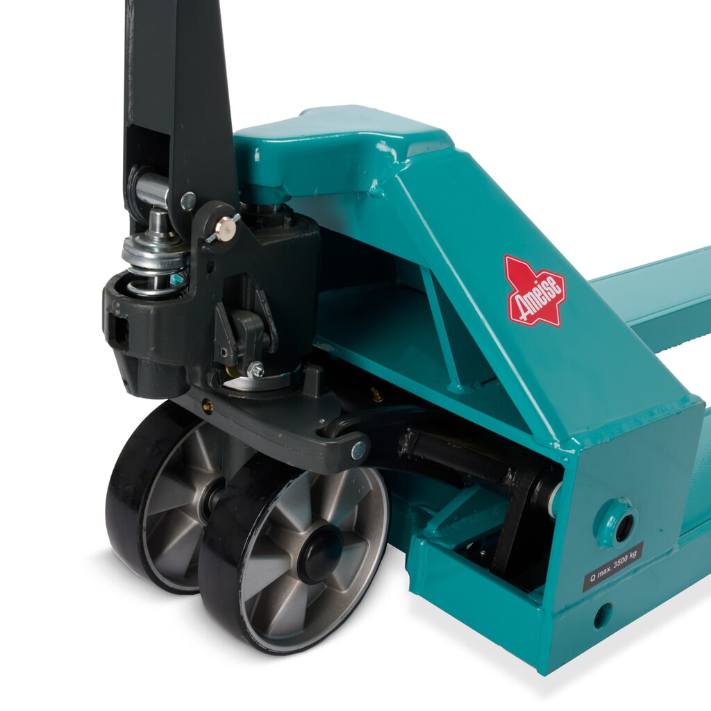 Zdjęcie produktu nr 12: Ręczny wózek paletowy Ameise® PTM 3.5, udźwig 3500 kg, długość wideł 1800 mm, poliuretan, podwójne rolki