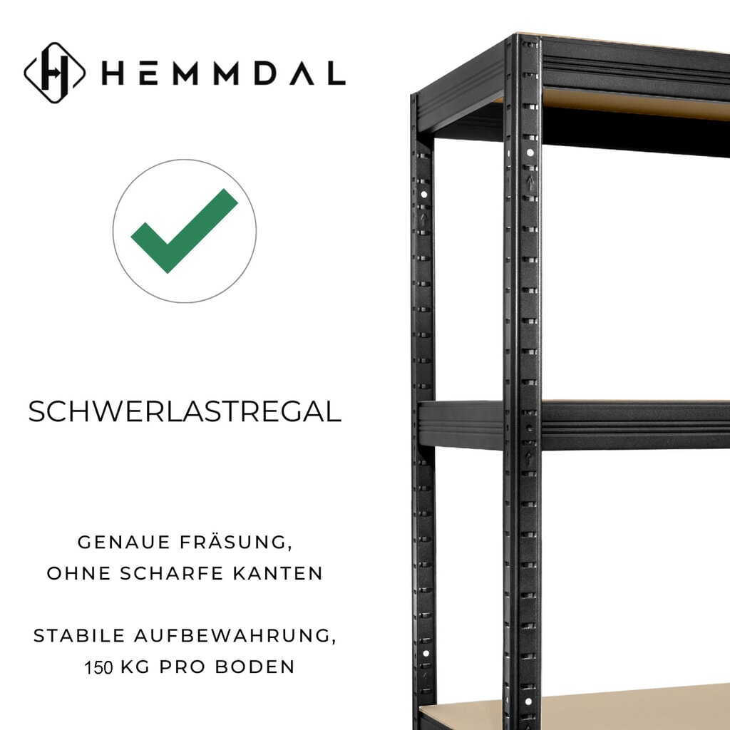 Regał do ciężkich ładunków HEMMDAL typ S, kolor czarny – 180 x 90 x 45 cm – do 750 kg Zdjęcie produktu nr 3: Regał do ciężkich ładunków HEMMDAL typ S, kolor czarny – 180 x 90 x 45 cm – do 750 kg