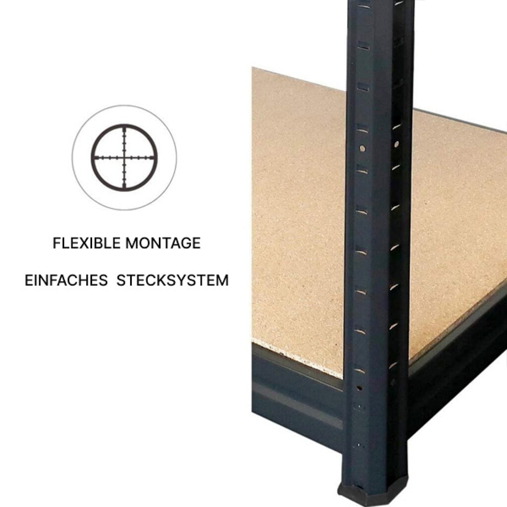 Regał do ciężkich ładunków HEMMDAL typ S, kolor czarny – 180 x 90 x 45 cm – do 750 kg Zdjęcie produktu nr 4: Regał do ciężkich ładunków HEMMDAL typ S, kolor czarny – 180 x 90 x 45 cm – do 750 kg