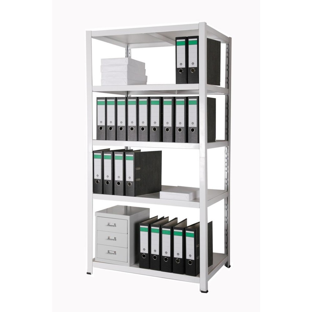 Zdjęcie produktu nr 5: Regał na segregatory HEMMDAL, system wtykowy, wys.× szer.× gł. 1800 × 900 × 600 mm, 5 półek HDF, obciążenie półki 150 kg, maks. 110 segregatorów, kolor biały