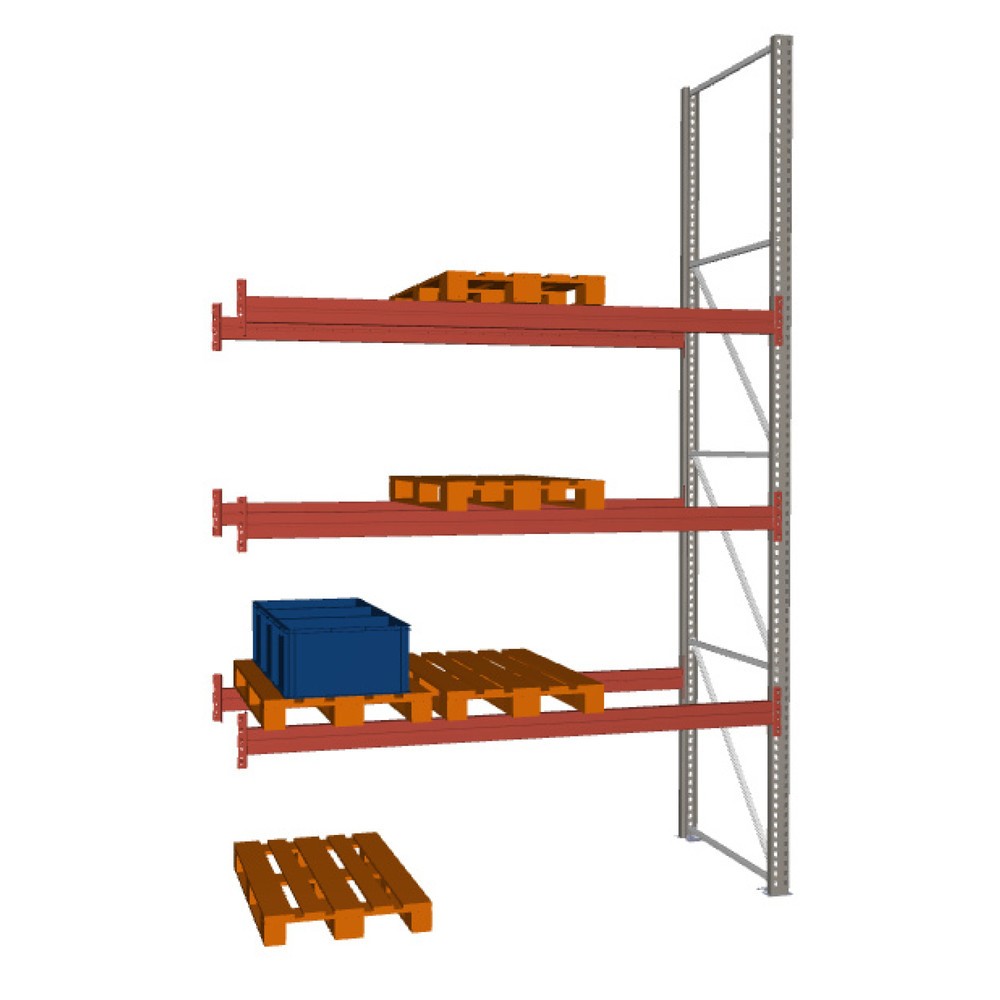 Obraz produktu: Regał paletowy META MULTIPAL, moduł dodatkowy, obciążenie półki 2370 kg, 12 miejsc paletowych, wysokość 4,4 m