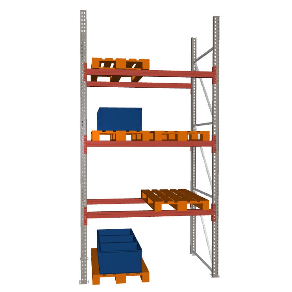 Zdjęcie produktu nr 1: Regał paletowy META MULTIPAL, moduł podstawowy, obciążenie półki 2000 kg, wys. x szer. x gł. 3800 x 1825 x 1100 mm
