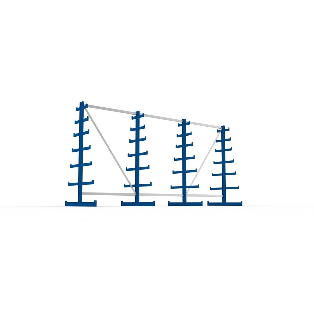 Zdjęcie produktu nr 3: Kompletny zestaw META, dwustronny regał wspornikowy, udźwig wspornika 150 kg, wys. x szer. x gł. 2000 x 4105 x 1090 mm, 4 x profil
