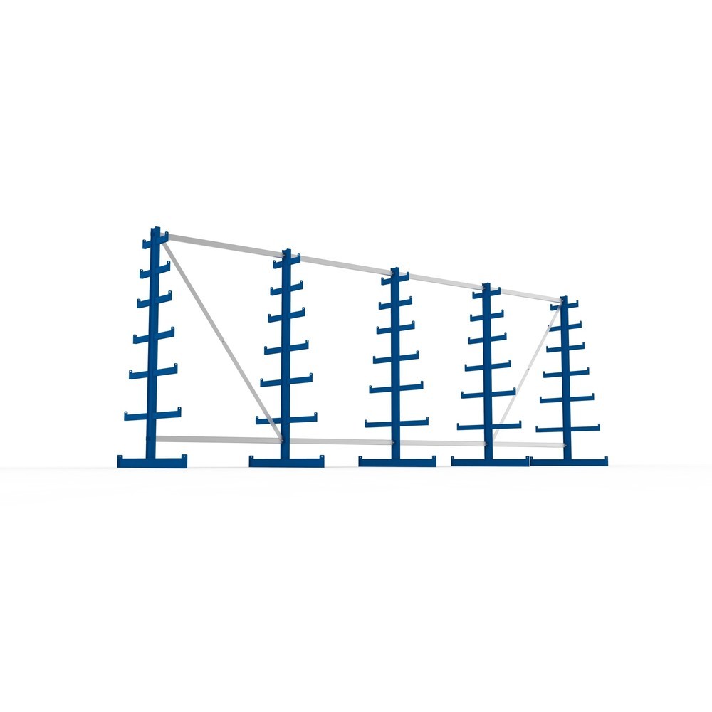Zdjęcie produktu nr 3: Kompletny zestaw META, dwustronny regał wspornikowy, udźwig wspornika 150 kg, wys. x szer. x gł. 2000 x 5455 x 1090 mm, 5 x profil