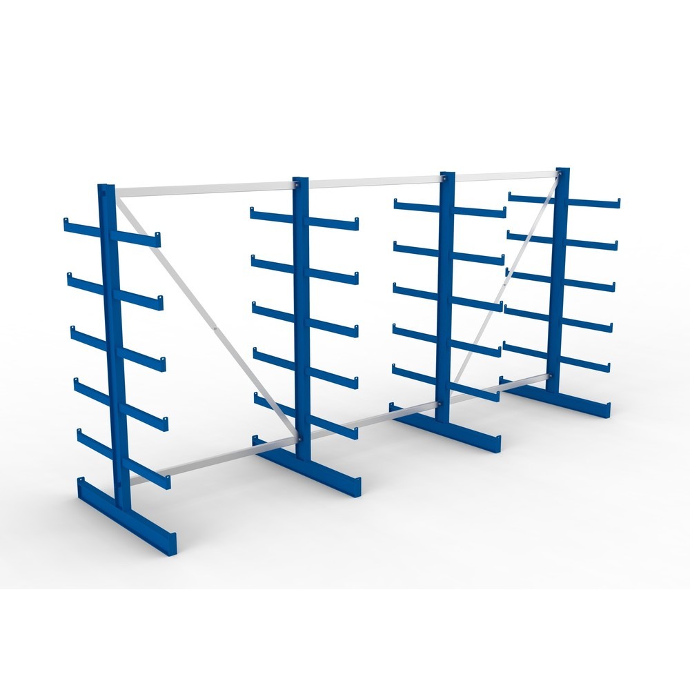 Zdjęcie produktu nr 2: Kompletny zestaw META, dwustronny regał wspornikowy, udźwig wspornika 200 kg, wys. x szer. x gł. 2000 x 4105 x 1150 mm, 4 x profil