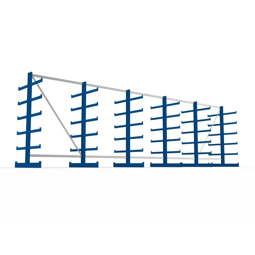 Zdjęcie produktu nr 3: Kompletny zestaw META, dwustronny regał wspornikowy, udźwig wspornika 200 kg, wys. x szer. x gł. 2000 x 6805 x 1150 mm, 6 x profil