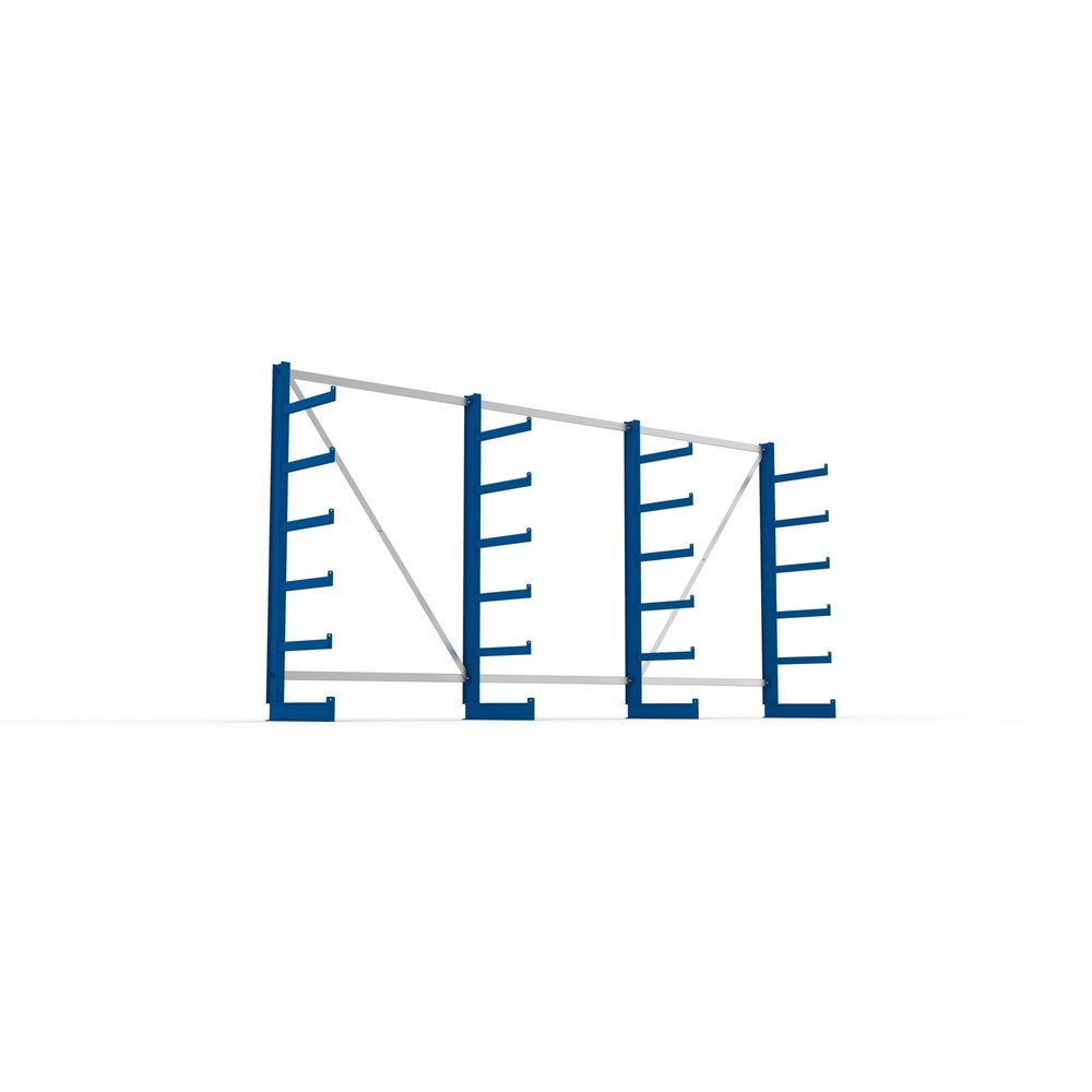 Zdjęcie produktu nr 3: Kompletny zestaw META, jednostronny regał wspornikowy, udźwig wspornika 200 kg, wys. x szer. x gł. 2000 x 4105 x 630 mm, 4 x profil