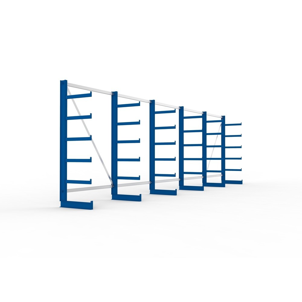 Zdjęcie produktu nr 4: Kompletny zestaw META, jednostronny regał wspornikowy, udźwig wspornika 200 kg, wys. x szer. x gł. 2000 x 6805 x 630 mm, 6 x profil