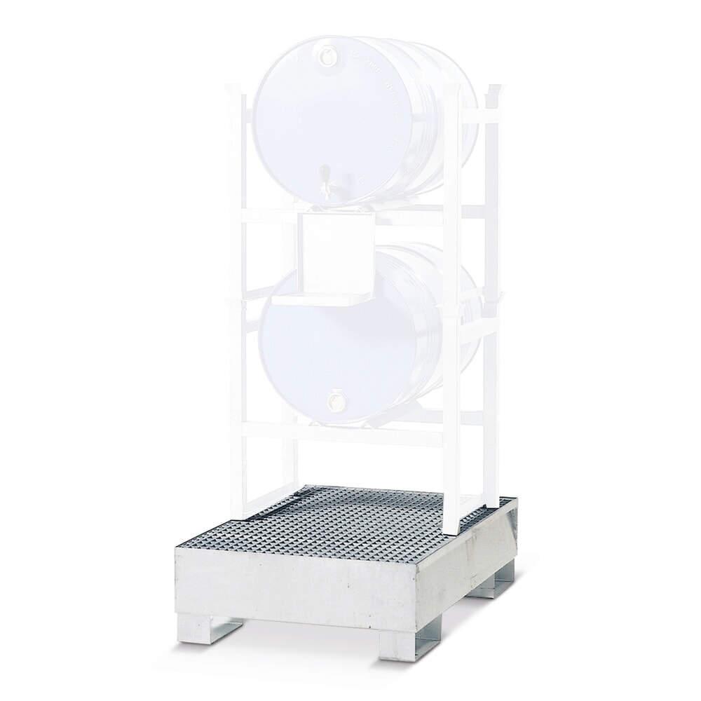 Obraz produktu: Regałowa wanna podłogowa asecos® do regałów na beczki, możliwość podjazdu, wys. x szer. x gł. 235 x 1340 x 860 mm